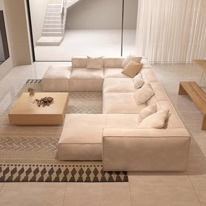 رمل جلد طبيعي بسيط من الجلد الطبيعي ، مجموعة صالحة للتجميع بحرية لمركز المعيشة - Product Image 4