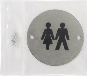 Plaque de signalisation de porte unisexe pour toilettes, en acier inoxydable, 76 mm, pour usage intérieur, fixations incluses - Product Image 4