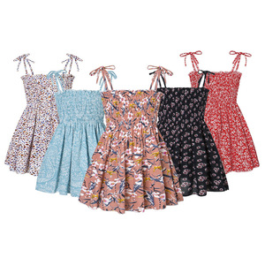 Robe d'été en coton confortable pour bébés filles, motif imprimé, style licou, vente en gros - Product Image 1