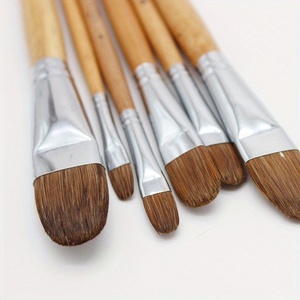 Lot de 6 pinceaux à poils durs pour peinture, en bois, à long manche, pour <span class=keywords><strong>gouache</strong></span>, aquarelle, acrylique, en forme de noisette, pour fournitures artistiques - Product Image 3