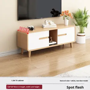 <span class=keywords><strong>Meuble</strong></span> <span class=keywords><strong>TV</strong></span> pour salon, petit appartement, combinaison avec table basse, couleur bois, pieds arrondis en bois massif - Product Image 6