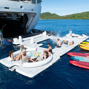 Luftdichte PVC-Wasserparty Aufblasbare Schwimmende Bootsplattform Sofa Luftliege Plattform Mit Zelt Aufblasbare Schwimmende Insel - Product Image 4