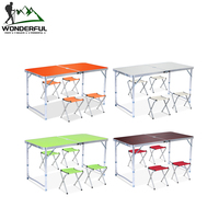 Fournisseur d'usine, vente en gros à bas prix, table pliante d'extérieur portable en acier inoxydable pour pique-nique avec trou pour parasol
