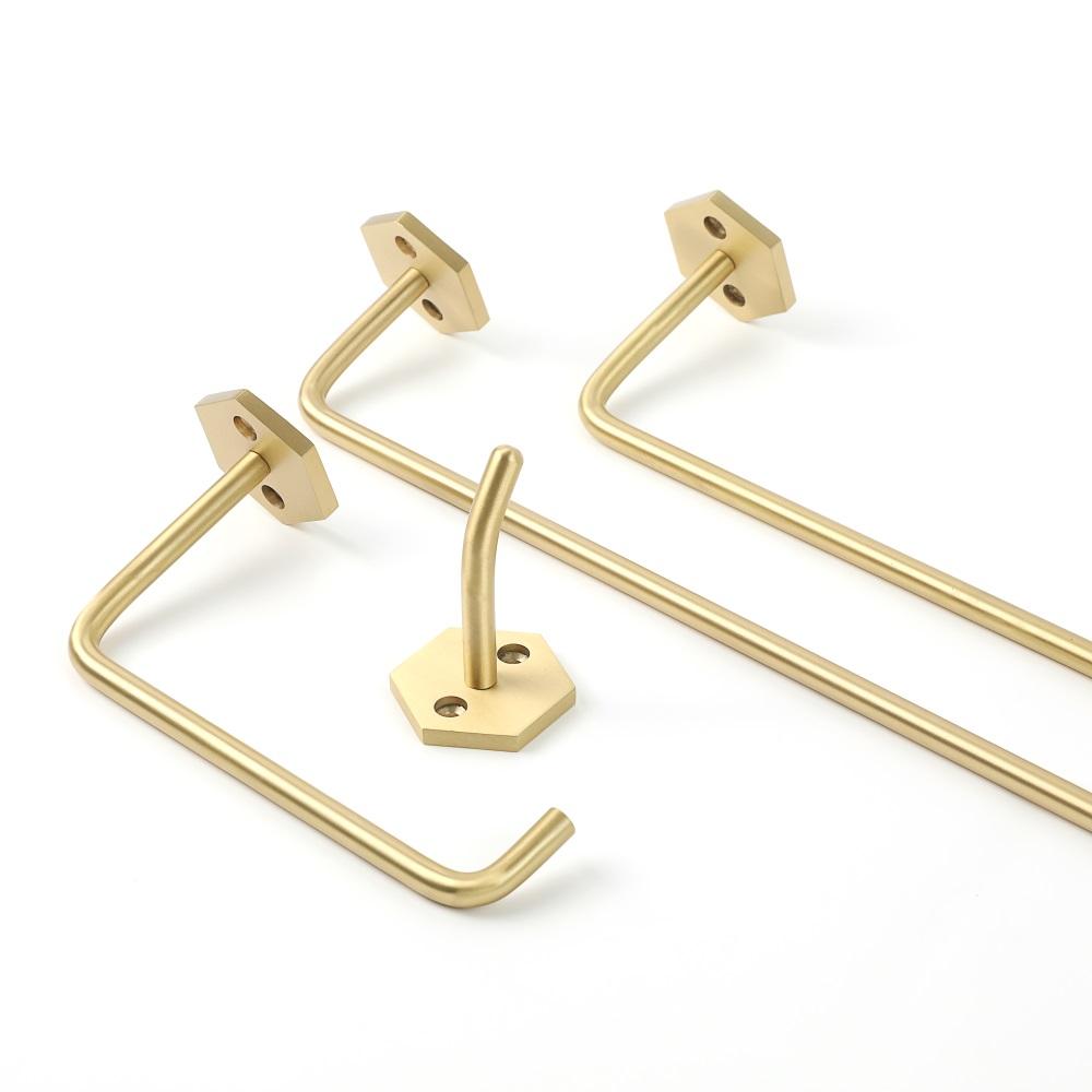 Creative Hexagon Decor Bathroom Sets Nordic Satin Brass/Black Toilet Paper  Holder Wall Hook Towel Bar Premium Solid Brass Made