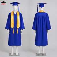Toge de graduation mate pour adulte avec toque et étole, cordon d'honneur, pour cérémonie de remise des diplômes, en stock