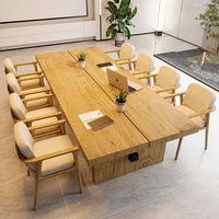 Table de conférence en bois massif de luxe léger avec combinaison libre pour bureau, salon, formation - Design moderne et épuré, bureau long