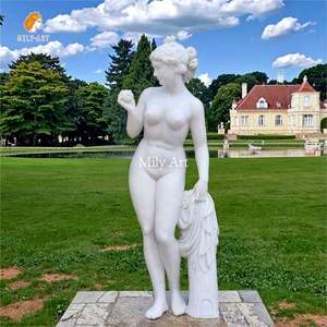 MILY Dea Romana Antico Greco Bianco <span class=keywords><strong>Venere</strong></span> che tiene la mela in marmo statua afrodite per il giardino - Product Image 1
