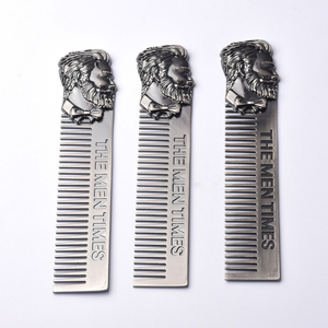 Nhà Sản Xuất Râu Lược Biểu Tượng Tùy Chỉnh Thép Không Gỉ Pocket Râu Chăm Sóc Lược Công Cụ Salon Thợ Làm Tóc Đặc Biệt Kim Loại Râu Lược - Product Image 6