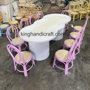 Oval Rattan <b>Kids</b> Table and Chair Set - Durable Handmade Wicker <b>Furniture</b> for Indoor and <b>Outdoor</b> Birthday Parties or Events - Product Image 6