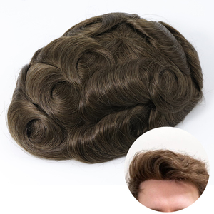 Prothèse capillaire en cheveux naturels, base en PU ultra-fine injectée en V, système de remplacement capillaire 100% cheveux naturels pour hommes - Product Image 2