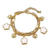 Joyería para Mujer, Aleación, Corazón, Amor, Étnico, Moderno, Trébol de Cinco Hojas, Flor, Regalo de Lujo Ligero, Pulsera, Bijoux Femme