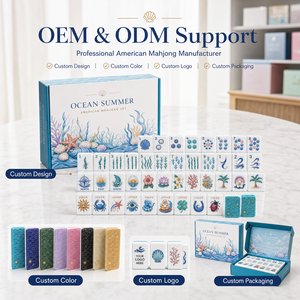 Elegantes fichas de mahjong de acrílico premium en azul claro y cobre dorado para personalización de marcas de comercio electrónico. - Product Image 4