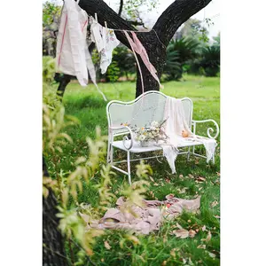 נייד בציר נורדי סגנון לבן מתכת מתקפל ספסל חתונה דקורטיבי גן פנאי חיצוני כיסאות