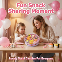 Lief Sushi Thema Cartoon Gummy Candy 160g Ronde Pot Roze Fruitig Groothandel Privélabel