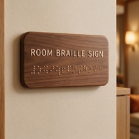Plaque tactile en braille personnalisée conforme ADA, en acier inoxydable, étanche, pour hôtel, toilettes, accès handicapés, signalisation murale