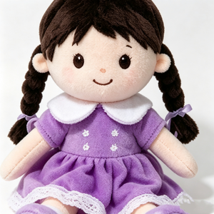 Muñeca de peluche personalizada, muñeca de peluche con vestido morado, linda muñeca de peluche, muñeca de peluche de niña, muñeca de trapo suave - Product Image 5