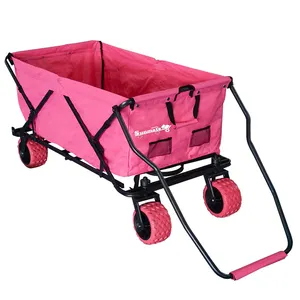 Iron Removable Sides Collapsible Utility Kids and Cargo Folding Wagon Cart with Wheel