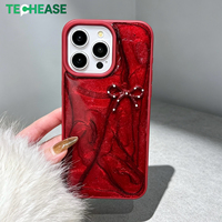 Étui pour iPhone 15 Pro Max pour femmes et filles, avec un design 3D en relief, un nœud en émail, des paillettes, un marbre, antichoc, de luxe, de qualité supérieure
