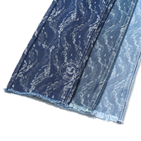 Tissu denim jacquard bleu 80% coton à motif d'épi de blé pour jeans 10,5 oz Tissu denim de haute qualité en gros