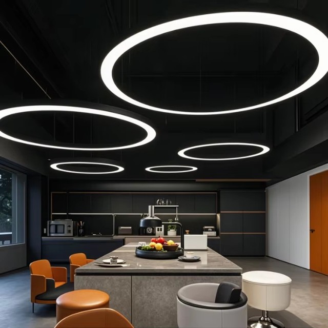 Minimalist Nordic Pendant Light Circular Hanging Lamp with LED Ceiling Fixtures Small Size for Dining Room or Restaurant Decor