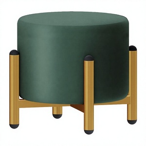 Meubles de salon modernes et écologiques en velours pour hôtel, tabourets et ottomanes rembourrés avec pieds en métal pour cuisine intérieure - Product Image 4