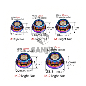 Tuercas de Rueda para Motocicleta Personalizadas de Latón con Recubrimiento de Zinc y Titanio de Alta Resistencia GR5 OEM M5-<span class=keywords><strong>M12</strong></span>, con Brida Hexagonal de 12 Puntas, para Ducati Retrofit - Product Image 4