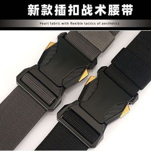 Cinturón Elástico Automático para Hombre, de Lona, con Hebilla de Bloqueo Automático, Ajustable, con Diseño de Flores Tejidas, Primavera 2025 - Product Image 4