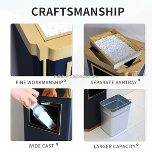Cubo de basura para interiores comerciales, cubos de basura negros de Metal, cubos de basura grandes de acero, cubo de basura con tapa - Product Image 4