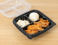 Tiya micro-ondes à emporter à lèvres transparentes en plastique carré à charnières contenants alimentaires en plastique à charnière à emporter double récipient alimentaire
