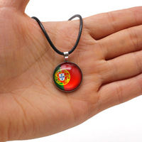 287 pays drapeau Design cristal verre Cabochon pendentif noir corde cordon chaîne collier sport équipe drapeau pendentif collier