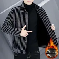 Veste bomber polyvalente haut de gamme pour homme, nouvelle collection automne-hiver, épaisse, rayée, en velours côtelé, style streetwear, motif cœur, col rabattu
