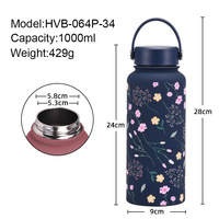 Nuevo Vaso Térmico de Acero Inoxidable de Gran Capacidad (1L) con Asa Portátil, Botella de Agua Deportiva de Boca Ancha, Taza Impresa para Exteriores
