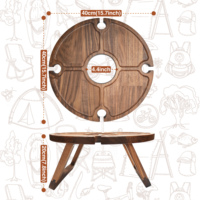 Table de pique-nique pliante d'extérieur en bois d'acacia massif, design rustique, portable, pour parc, vin, snacks, fromages, 40x40x20cm