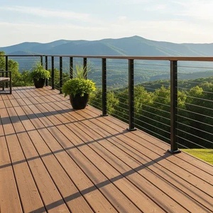 Aanpasbare zwarte schuine 36 inch kabelrailpaal van roestvrij staal, draadkabelrail voor binnen en buiten, moderne metalen railing systemen - Product Image 4