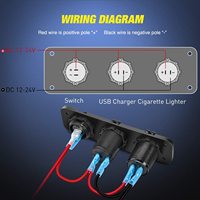Prise allume-cigare pré-câblée DC 12-24V, chargeur double USB QC 3.0 avec affichage LED du voltmètre + interrupteur LED étanche