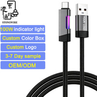 Cable de Datos RGB Luminoso de Carga Rápida 3A Tipo-C a USB-A de 100W con Cubierta de Nailon y Luz Intermitente para Teléfono/Tableta/Computadora/OEM