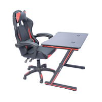 Bureau de jeu moderne en métal en forme de T avec éclairage RGB pour bureau à domicile - Bureau d'ordinateur avec design profond