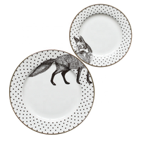 Assiette plate en céramique de 6 pouces, 8 pouces, grande assiette à dîner animal sauvage, service de vaisselle, 10 pièces/lot