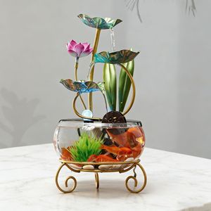 Fuente de agua para acuario con diseño de loto, decoración redonda para pecera, decoración para sala de estar y hogar - Product Image 1