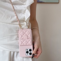 Étui de luxe pour téléphone à bandoulière avec chaîne, en cuir PU, portefeuille pour iPhone 17 16 15 14 13 12 Pro Max Plus