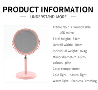 Miroir de bureau rotatif à 360 degrés OEM pour salle de bain, maquillage, stockage de diodes électroluminescentes, style élégant