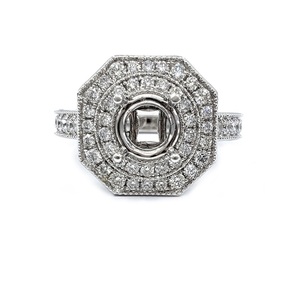 Fabrication chinoise, bague de fiançailles personnalisée de haute qualité, plaquée or blanc 18 carats, forme de diamant véritable, simple, avec halo - Product Image 1