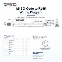 Câble étanche Pro-fiNet M12 de qualité supérieure, connecteur mâle 4 broches à code D, coudé droit vers RJ45, fournisseur de connecteurs de câble M12
