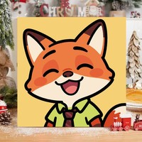 Peinture à l'huile DIY Crazy Animal City, animaux de dessin animé pour enfants, Judy Nick, encadrée, carrée, décoration intérieure, Lu Hua Art LA-001