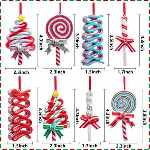 9.5CM Polymer Clay Christmas Candy <b>Ornaments</b> Hanging Candy Cane Pendants Environmental Friendly Christmas <b>Tree</b> Decorations - Product Image 2