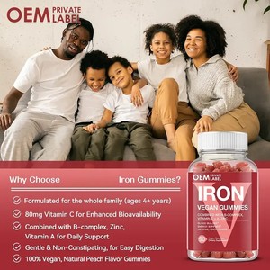 <span class=keywords><strong>Complément</strong></span> <span class=keywords><strong>Alimentaire</strong></span> Végétalien OEM en Gommes de <span class=keywords><strong>Fer</strong></span> et Vitamine C pour la Santé Sanguine, Saveur Pêche, 60 Unités - Product Image 5