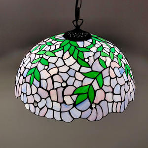 Lampadario <span class=keywords><strong>Tiffany</strong></span> in Vetro Colorato LongHuiJing da 16 Pollici - Design Glicine Viola, Altezza Regolabile, Stile Europeo Multicolore - Product Image 1
