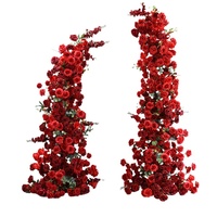 Arco Rojo para Celebración de Bodas, Set de Decoración Completo, Flores Artificiales de Seda, Fondo de Bienvenida para Fotografía