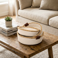 Panier de rangement de bureau en corde de coton tressé à la main pour bijoux, cosmétiques, clés, jouets, collations, articles divers