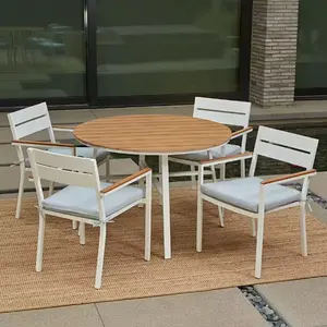 Juego de mesa de comedor moderno Yoho, muebles de exterior, juego de comedor de jardín de 5 piezas, muebles de Patio, mesa de comedor y Cha apilable